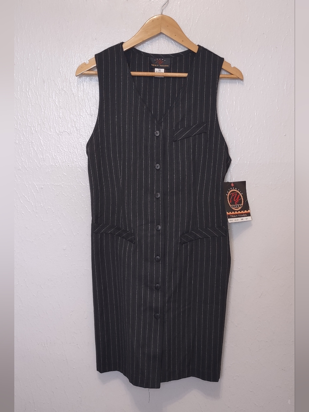 Vintage Pinstripe Vest Shift Dress Size 12P